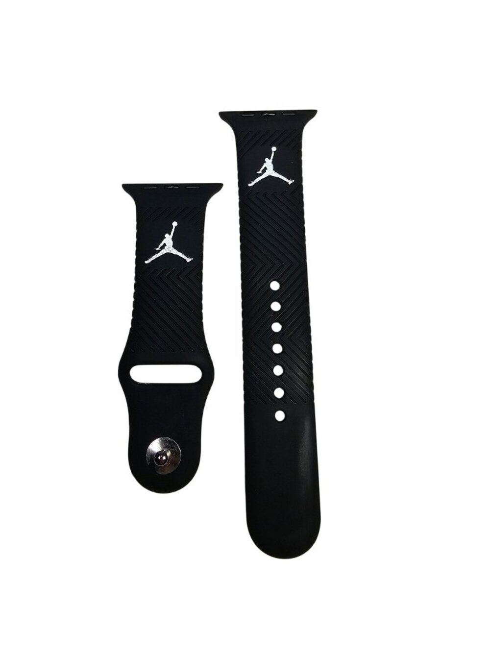 Air Jordan Apple Watch Silicone Sport Band (42mm/44/46/49) Black w/ White Logo